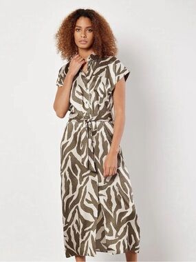 APRICOT GREEN ZEBRA PRINT TIE DYE DRESS